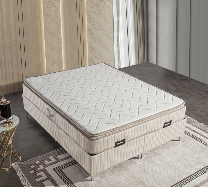 Konyat Truva Krem Çift Kişilik Yatak